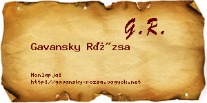 Gavansky Rózsa névjegykártya